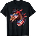 Women Girls 4th of July Horse Cute Tees