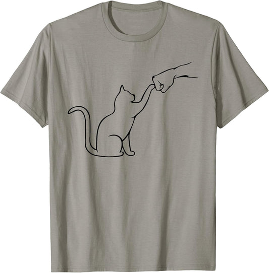 Cute Pet Tee I Love My Cat Best Friend Fist Bump Cat Lovers T-Shirt Small