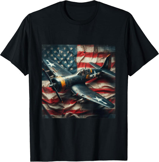F4U Corsair Distressed American Flag Vintage