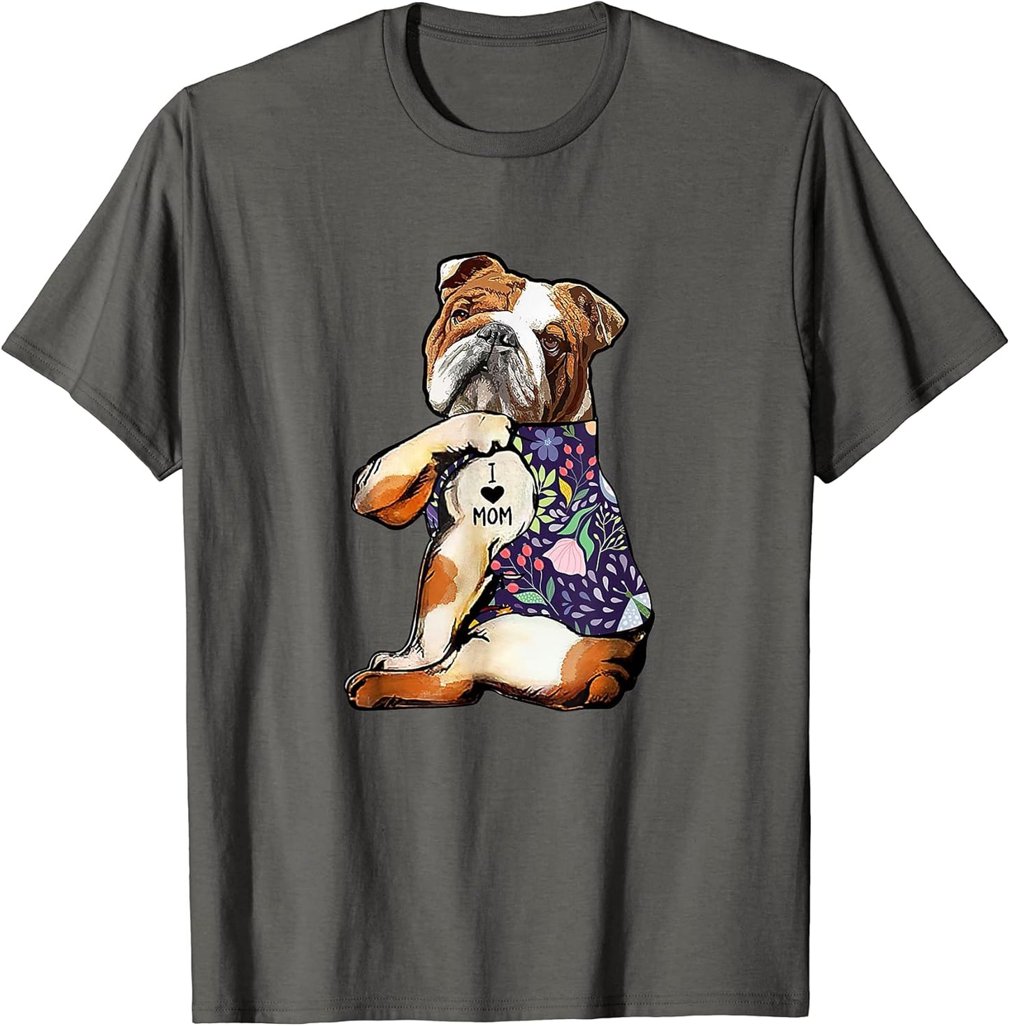 Flower English BullDog - I Love Mom By Merch