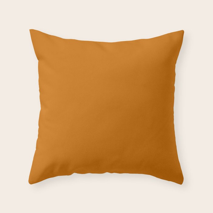 Retro Orange Solid Color Throw Pillow Gallery Image 6