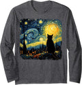 Cat Starry Night Van Gogh Cat for Cat Lover Cat Mom Cat Dad Long Sleeve T-Shirt