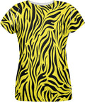 Zebra Print Yellow All Over Womens T-Shirt