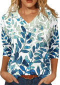 Womens Tops 3/4 Length Sleeve Summer V Neck Shirts Casual Tunic Tops 2025