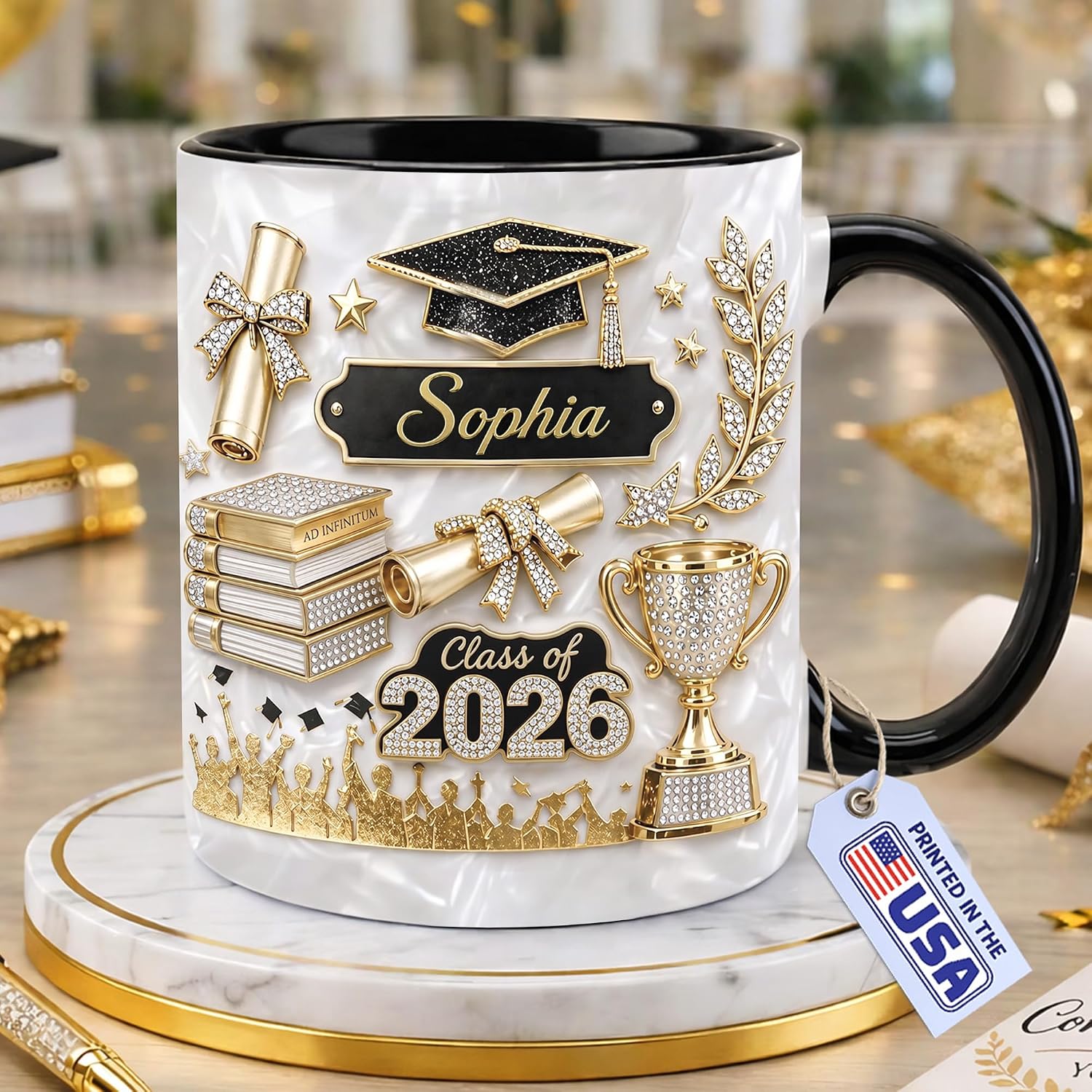 Personalized Graduation Mug - Gifts For Daughter Son From Mom Dad - 2D Flat Class Of 2026 Coffee Cup - College, High School, New Graduate Gifts For Friend, Newly Bachelor, Senior