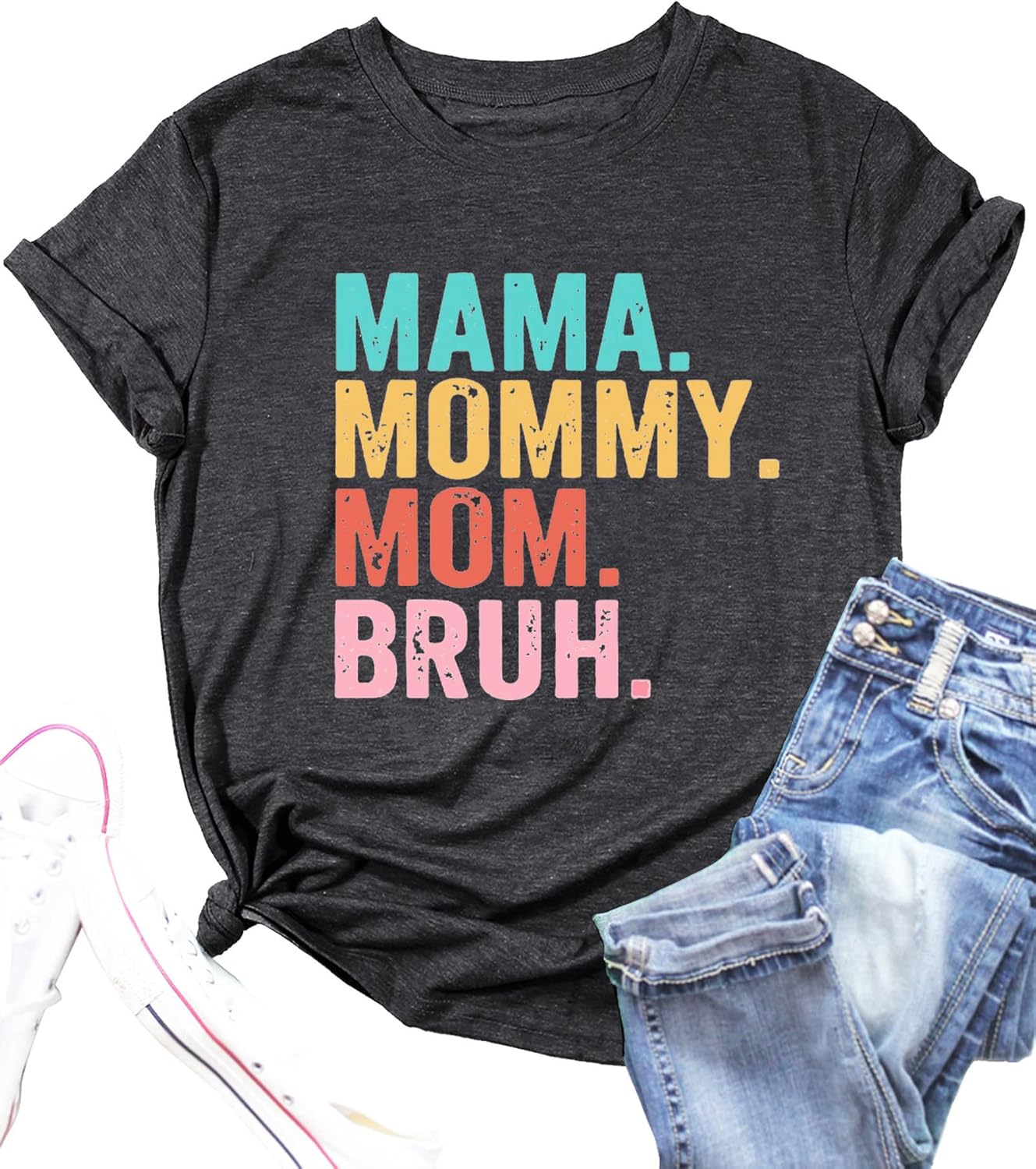 Mama T-Shirts Women Mama Shirt - Mommy Mom Bruh Shirt Funny Mom Tee Tops