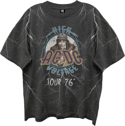 AC/DC High Voltage T Shirt for Men & Women Front & Back Print 76 Tour Crewneck Tee - Rock Band Tshirt