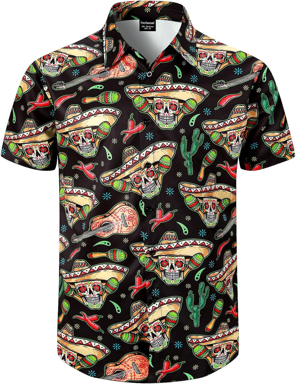 Men's Cinco De Mayo Shirts, Mexican Short Sleeve Botton Down Shirt S-4XL