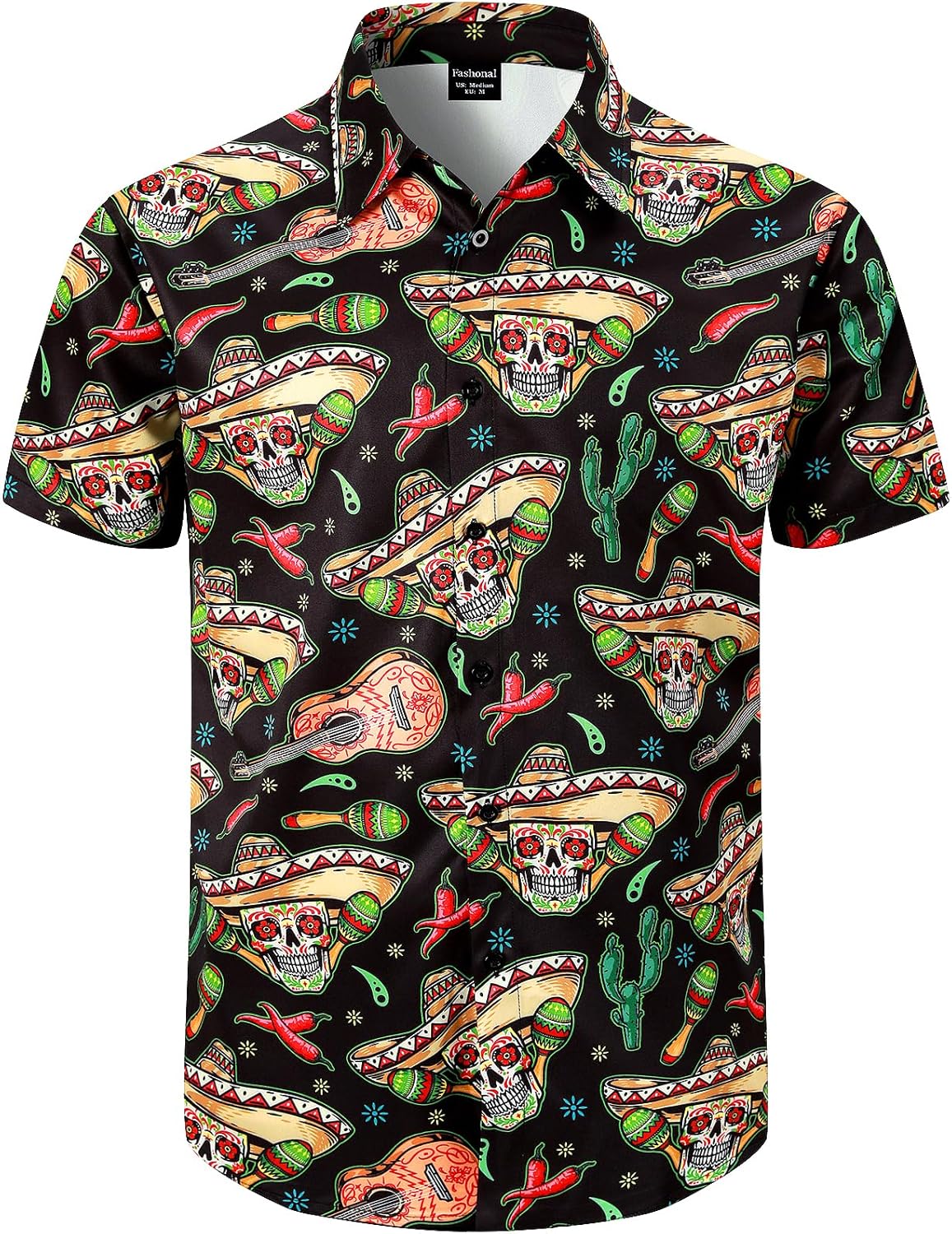 Men's Cinco De Mayo Shirts, Mexican Short Sleeve Botton Down Shirt S-4XL