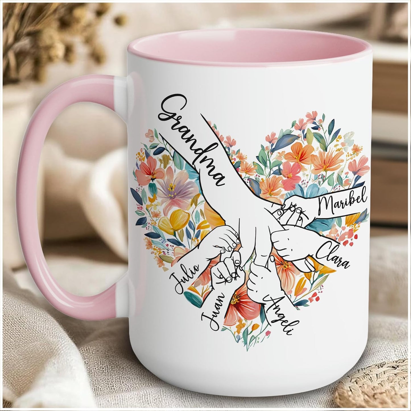 Custom Grandma Mug with Grandkids Names 11oz 15oz Multi Colors, Personalized Grandmas Mug with Kids Names, Custom Name Coffee Mugs Gift for Grandma Gigi Nana Mimi on Mother's Day
