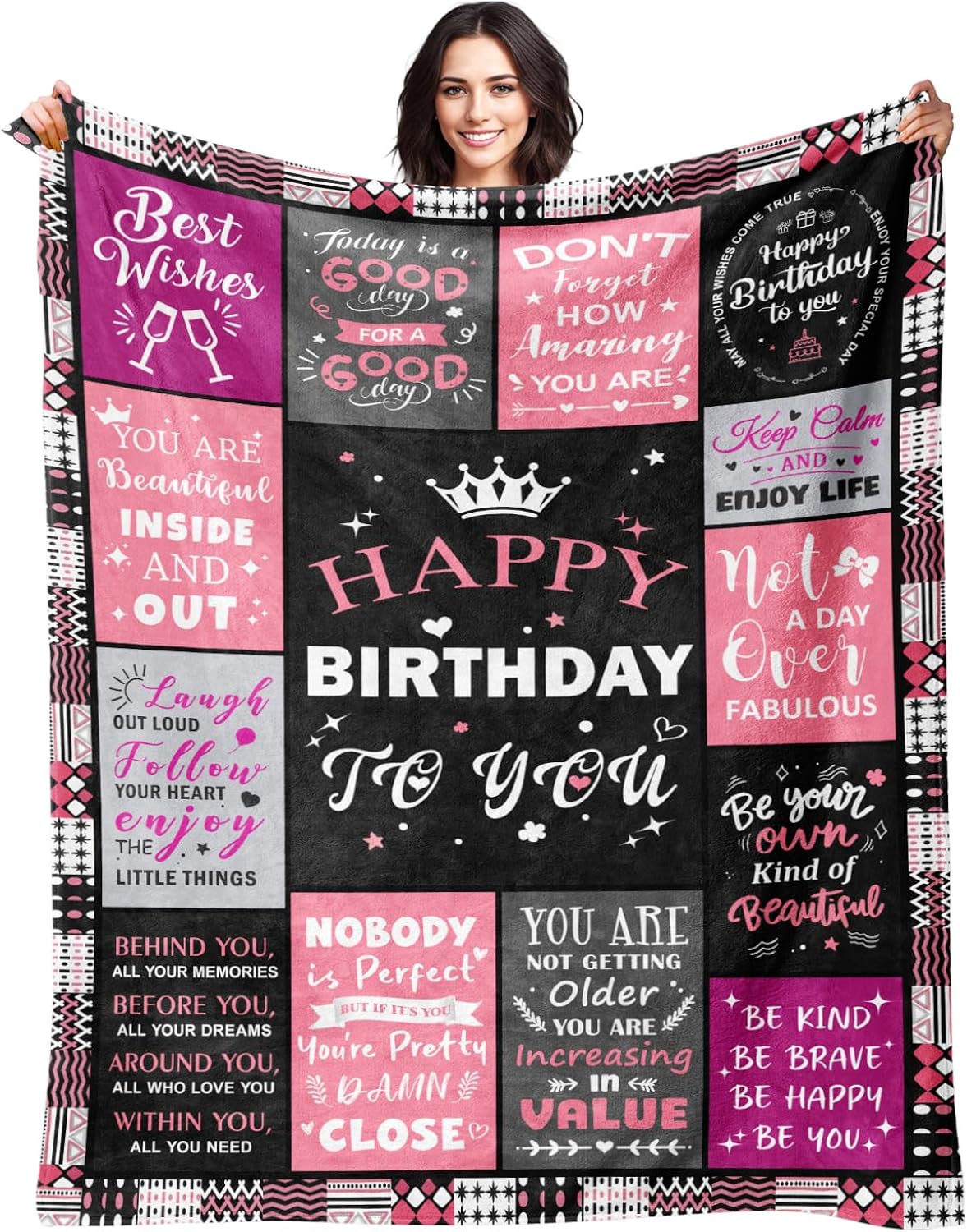 Birthday Gifts for Women - Happy Birthday Decorations Blanket - Gifts for Women Birthday Unique - Womens Birthday Gift Ideas for Her Wife Daughter Mom Sister Friendship - Soft Throw Blanket 50"x60"