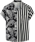 Mens Hawaiian Flamingo Shirts Casual Tropical Short Sleeve Button Down Shirt Summer Beach Shirts