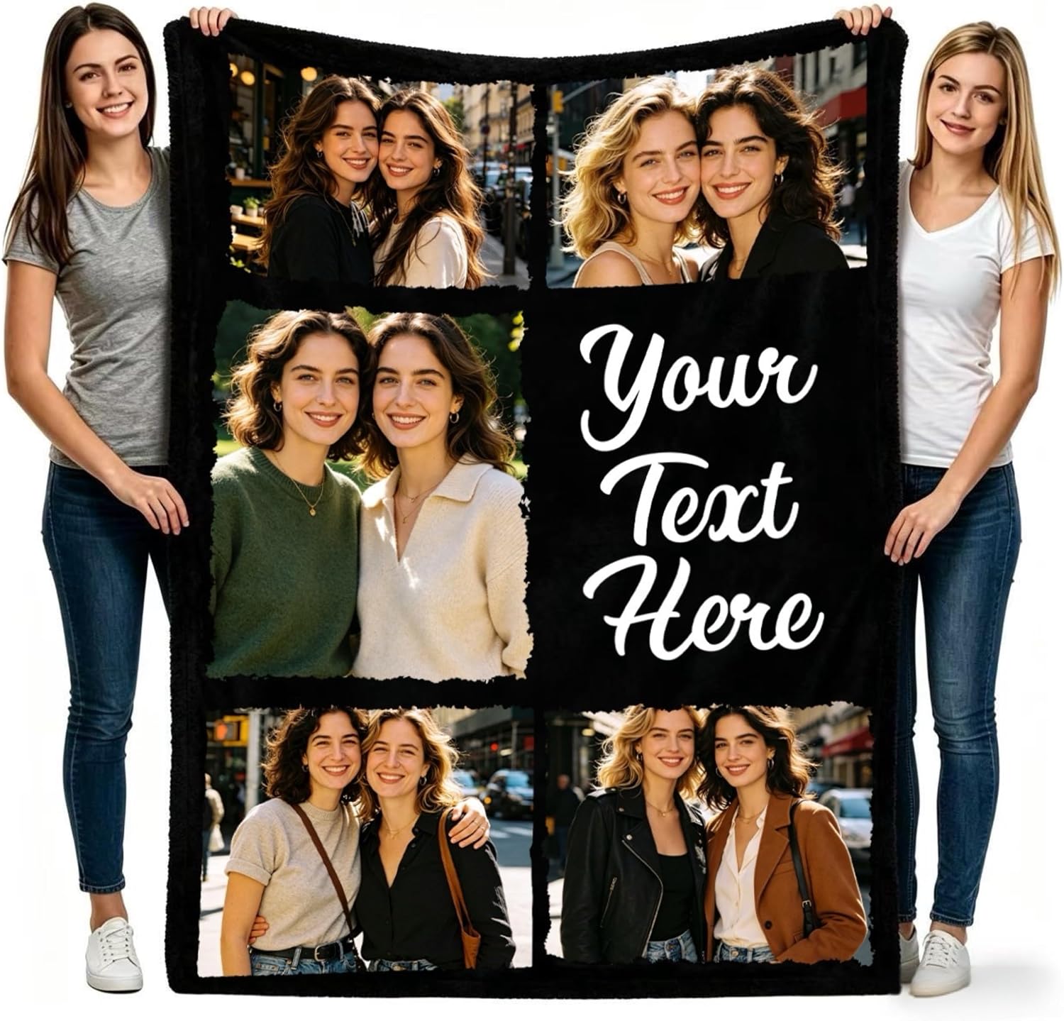 Custom Blanket Throws with Photos Text, Personalized with Picture Customizable, Customize Gifts for Women, Men, Mom, Dad, Couple, Girlfriend, Boyfriend, Husband & Wife