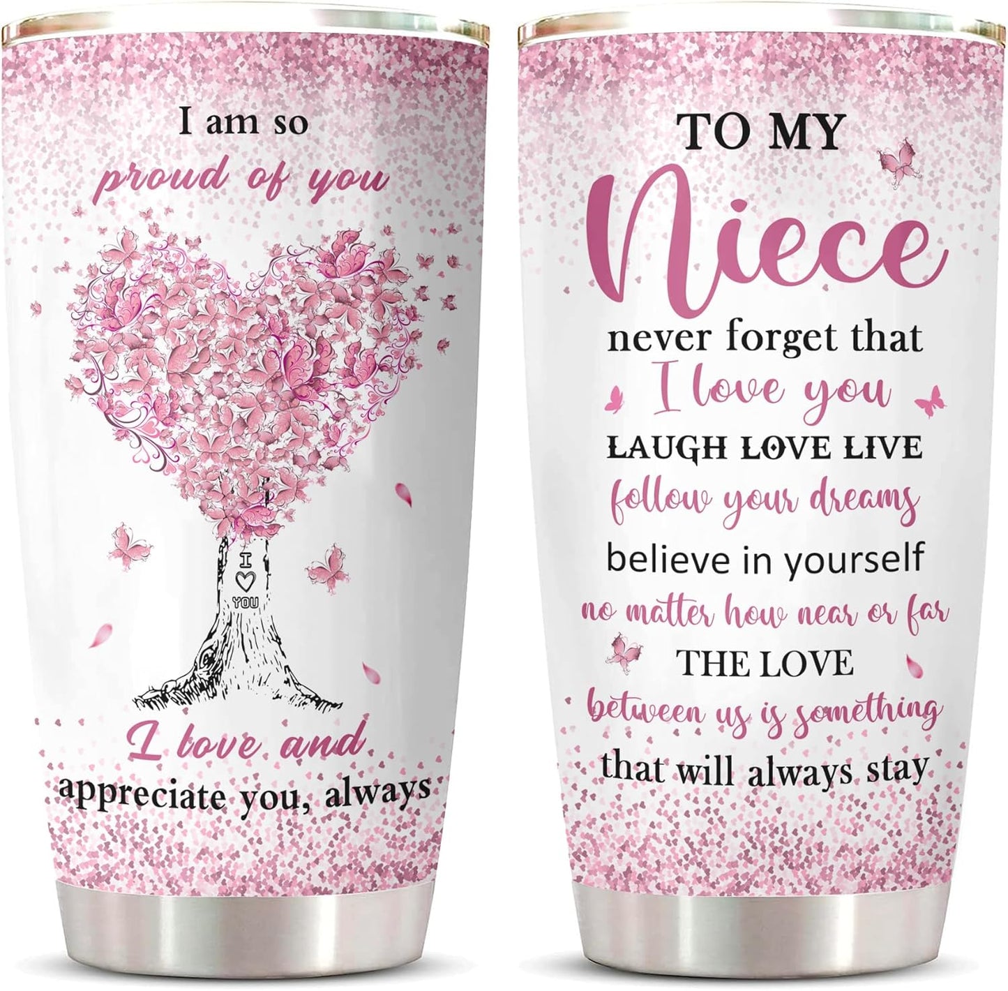 ZANIION To My Niece Gifts Tumbler 20oz, Best Birthday Gift For Nieces From Auntie Mug, Funny Christmas Graduation Valentines Day Present Decoration Coffee Cup 1PC