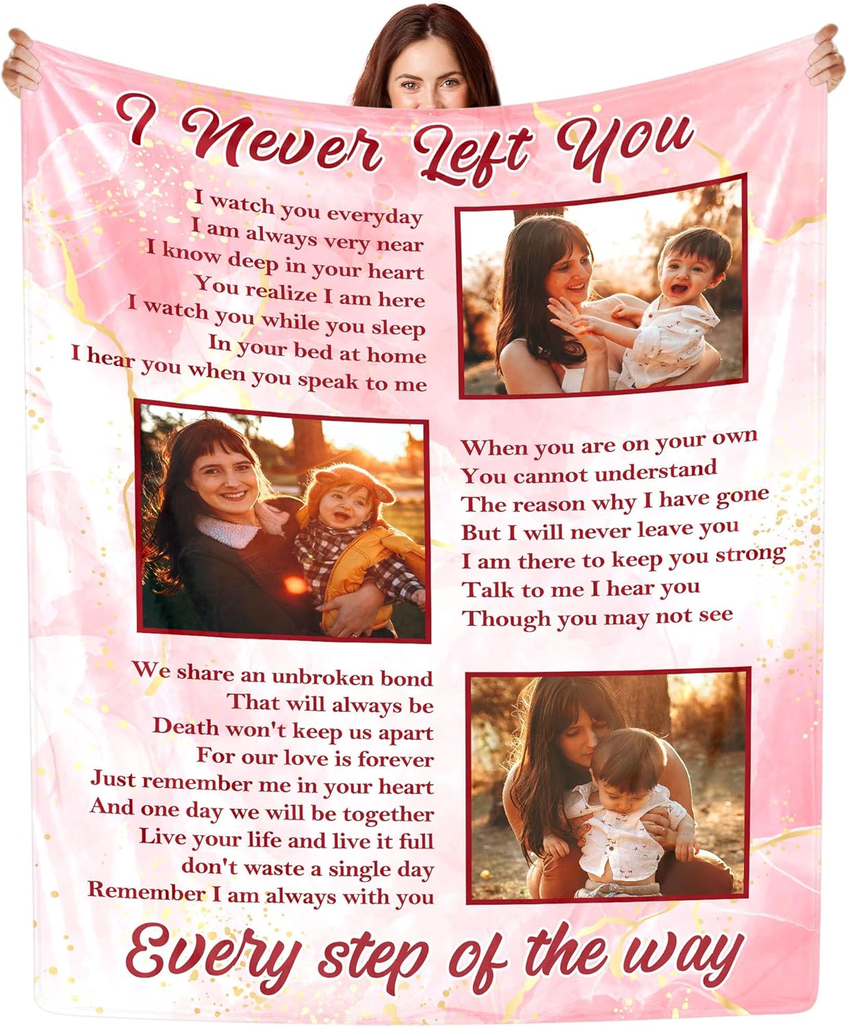 Custom Memorial Blanket with Picture, Personalized Photo Name Date Flannel Throws Blankets for Loss of Dad Mom Family, Customized Memory Gifts for Departed Loved Ones