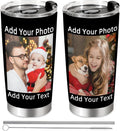 Custom Tumbler with Photo Text Stainless Steel Tumbler with Straw Personalized Traveling Photo Coffee Mug Cup Gifts for Anniversary Birthday Christmas Gift for Dad Mom Boyfriend Husband Friends