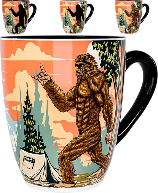 Color Changing Bigfoot Coffee Mug 15OZ - Ceramic Heat Sensitive Cup Hot Cocoa Tea Milk Mugs Hot Drinks and beverages Unique Beautiful Funny Holiday Christmas gift Idea Sasquatch Cryptid lovers men dad
