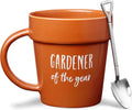 VELENTI Gardener Coffee Mug Gift - Funny Plant Pot Mug with Shovel Spoon - Cool Coffee Mugs for Men, Women - Mug for Gardeners, Dad Birthday Gifts, Cute Mom Christmas Gifts (Gardener Coffee Mug)