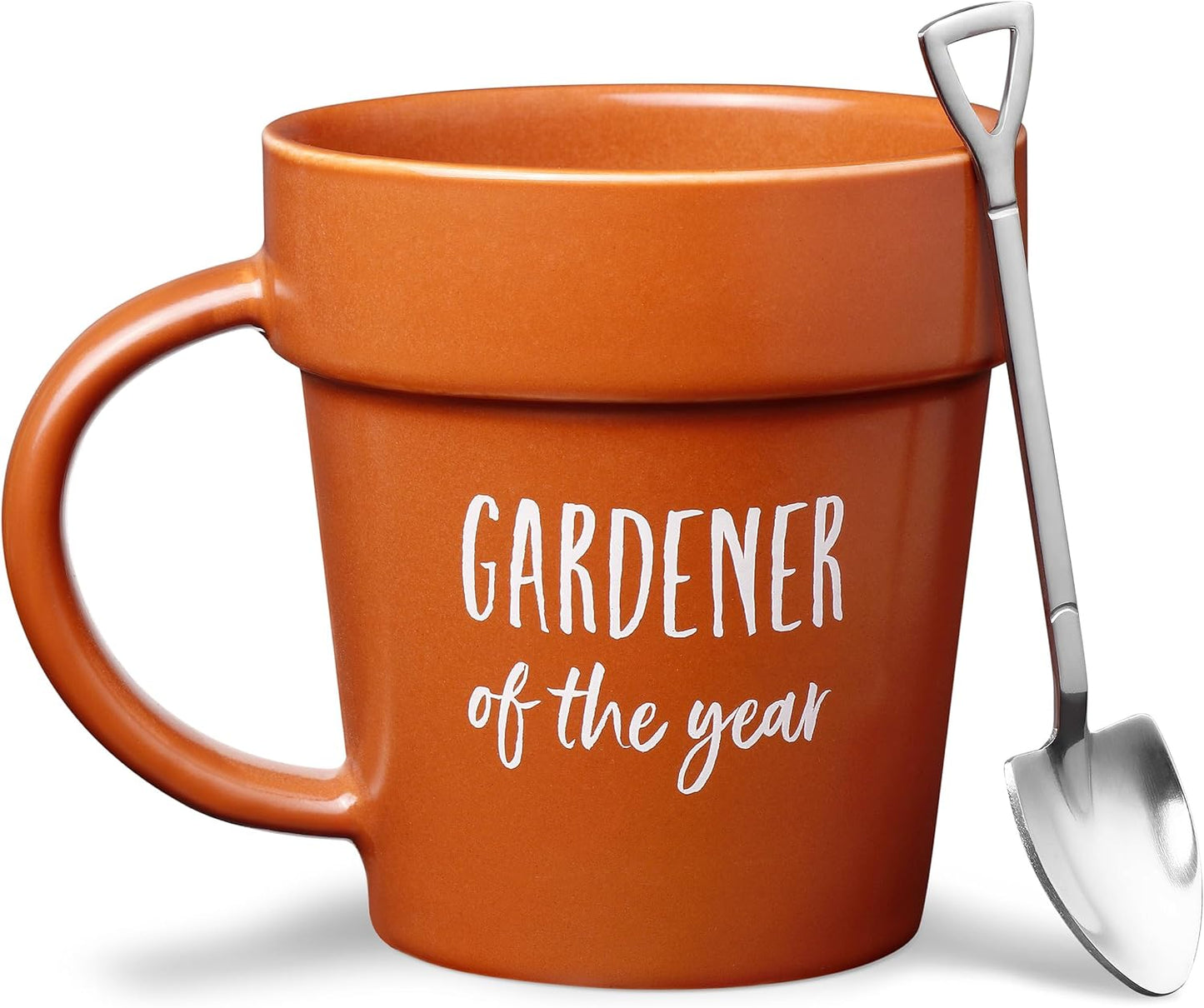 VELENTI Gardener Coffee Mug Gift - Funny Plant Pot Mug with Shovel Spoon - Cool Coffee Mugs for Men, Women - Mug for Gardeners, Dad Birthday Gifts, Cute Mom Christmas Gifts (Gardener Coffee Mug)