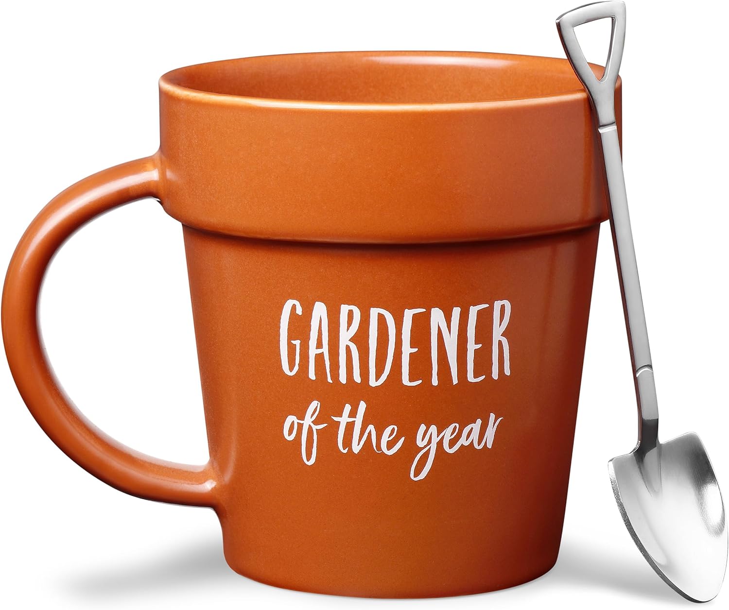 VELENTI Gardener Coffee Mug Gift - Funny Plant Pot Mug with Shovel Spoon - Cool Coffee Mugs for Men, Women - Mug for Gardeners, Dad Birthday Gifts, Cute Mom Christmas Gifts (Gardener Coffee Mug)