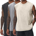Mens Tank Tops Workout Sleeveless Shirts Acid Wash Cotton Tees Loose Gym Muscle Shirts