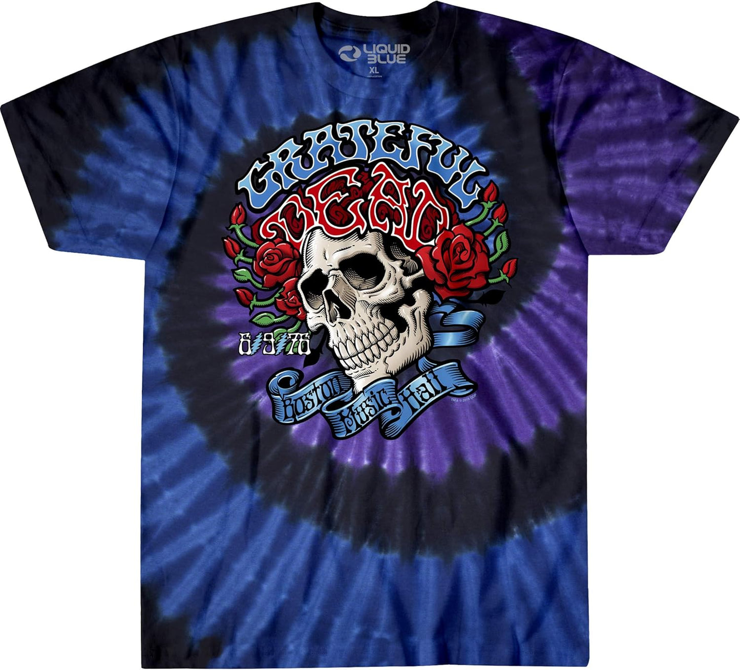 Unisex-Adult Grateful Dead Boston Music Hall Spiral T-shirtT-Shirt