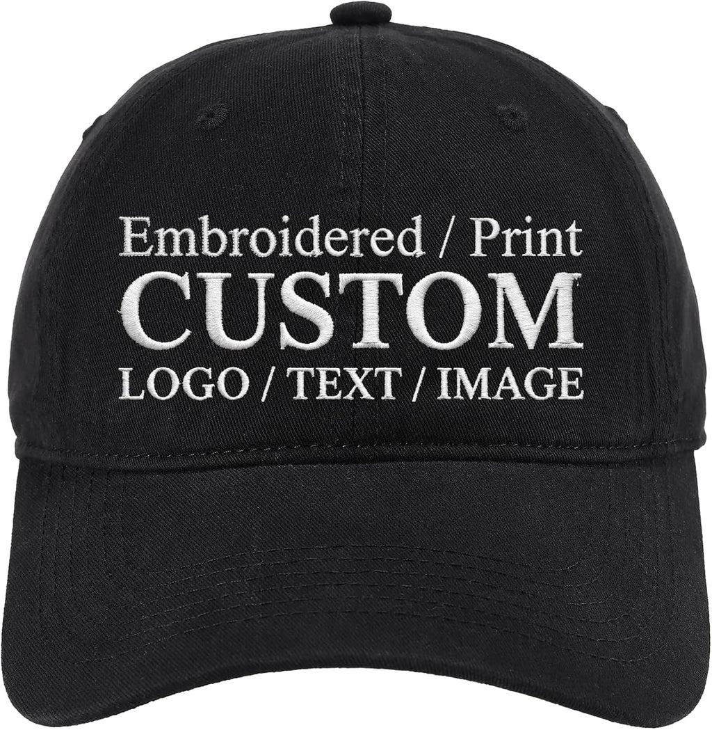 Bulk Custom Hat Embroidered/Printed - Add Your Own Logo/Text/Image Design Personalized Adjustable Baseball Cap for Adult