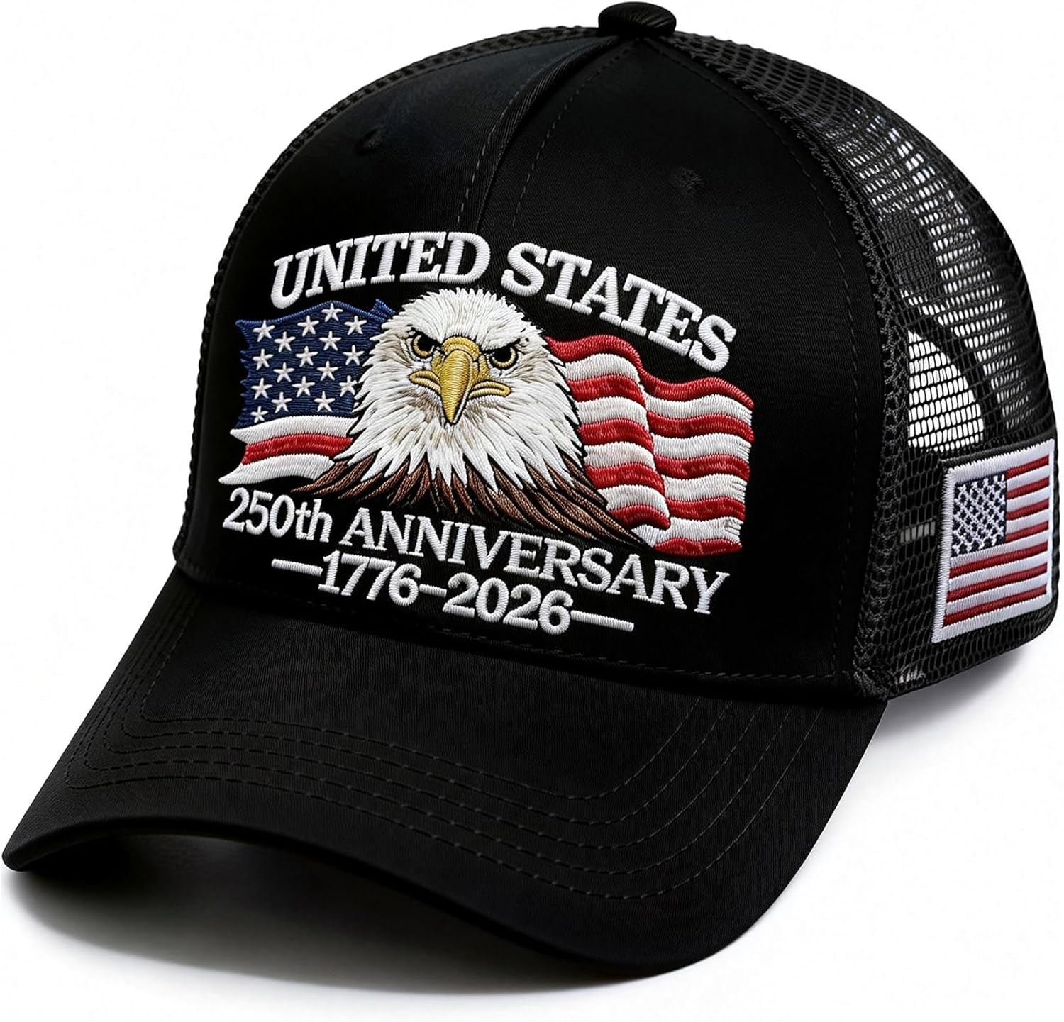 250 Anniversary USA Hat Embroidered Patriots Eagle Trucker Cap 250th Anniversary Mesh-Back Cap for Men Women