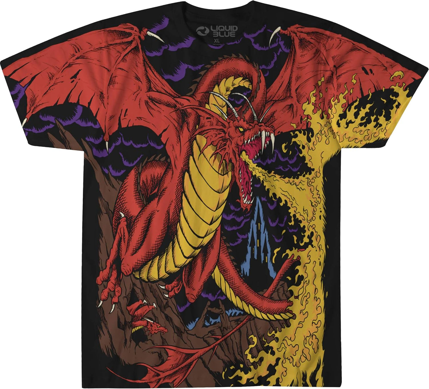 Unisex Adult Dragon Vintage All Over Print Short Sleeve T-Shirt