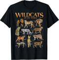 Wild Cats Animals of The World Educational Wild Animal Lover T-Shirt