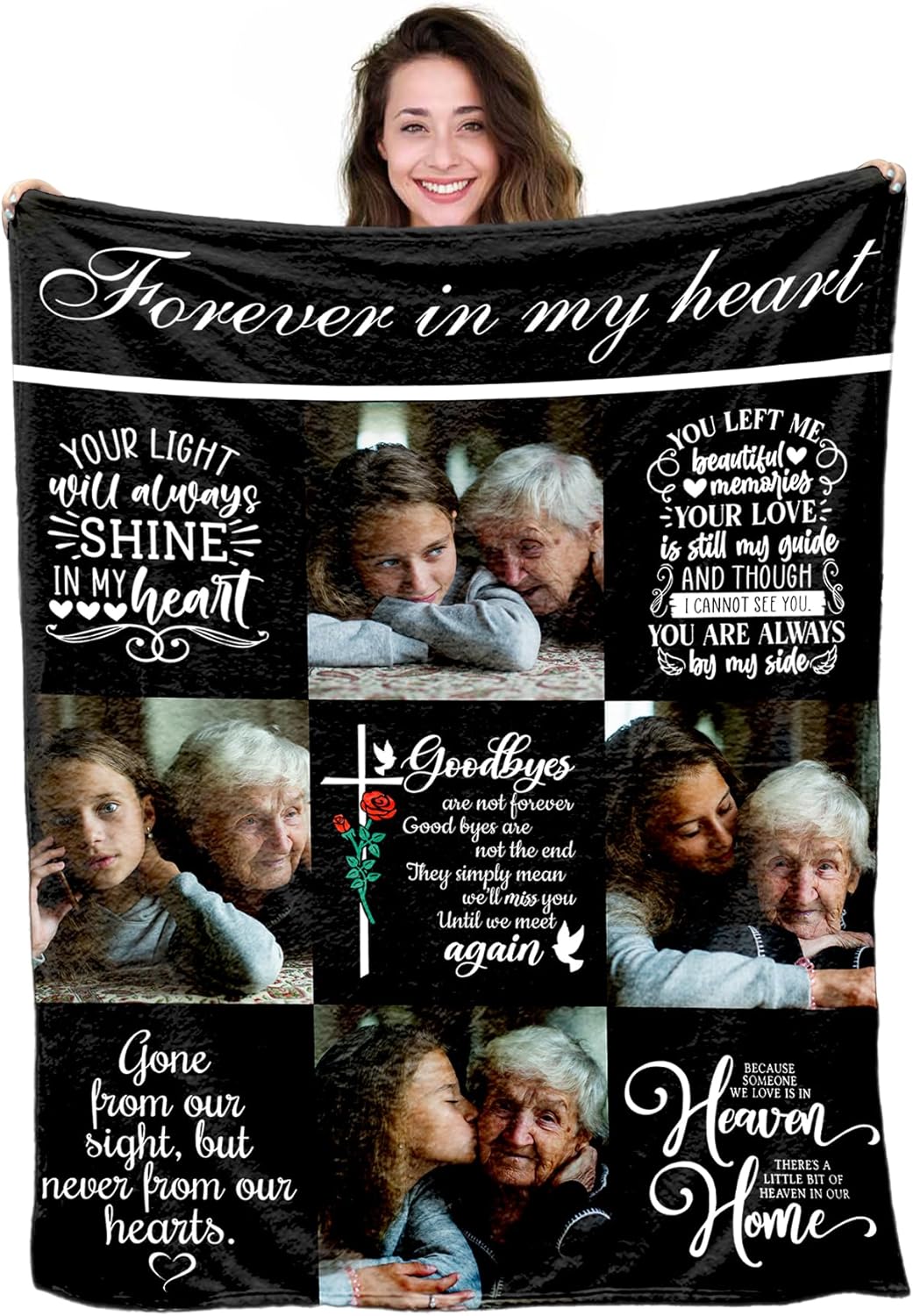 MyPupSocks in Memory of Loved One Grieving Gifts, Custom Photo Memorial Blanket, Sympathy Blanket, Personalized Remembrance Bereavement Gifts Throw for Loss
