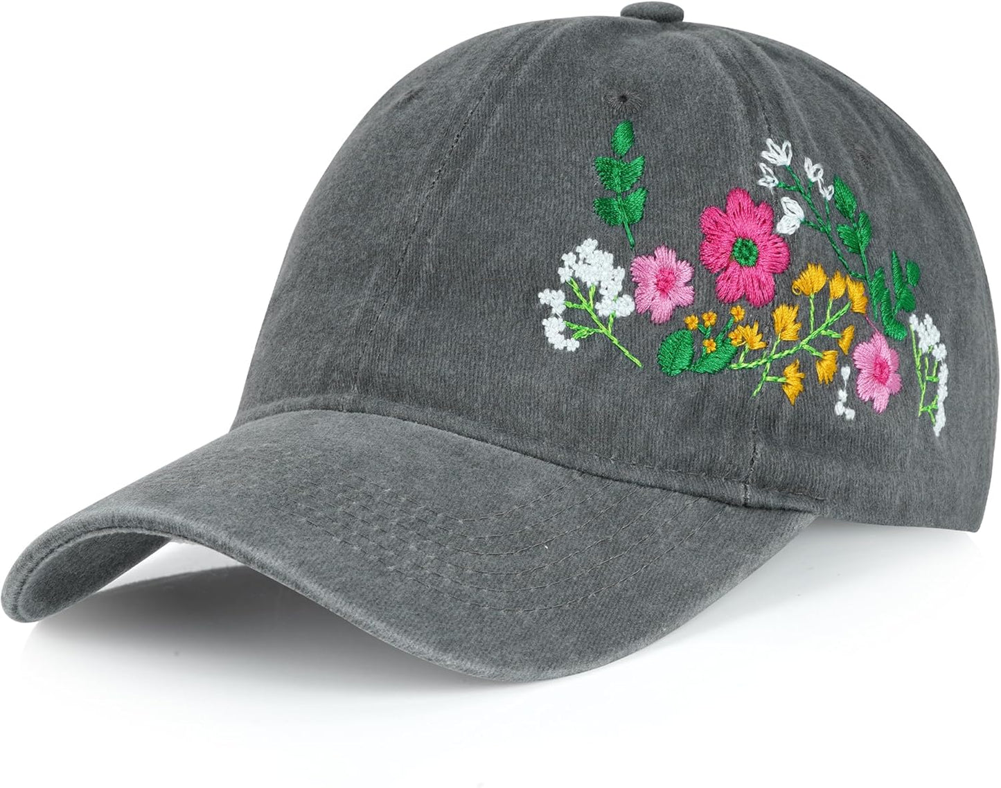 Flower Baseball Cap Embroidered Hat Baseball Cap Women's Hats Trendy Embroided Flower Gift for Woman