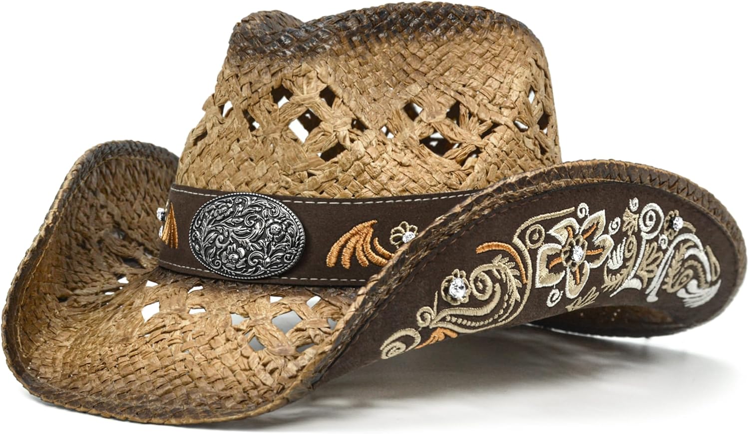 Cowboy Hats for Women and Men Straw Western Hat Embroidered Cowboy Hat for Cowboys and Cowgirls
