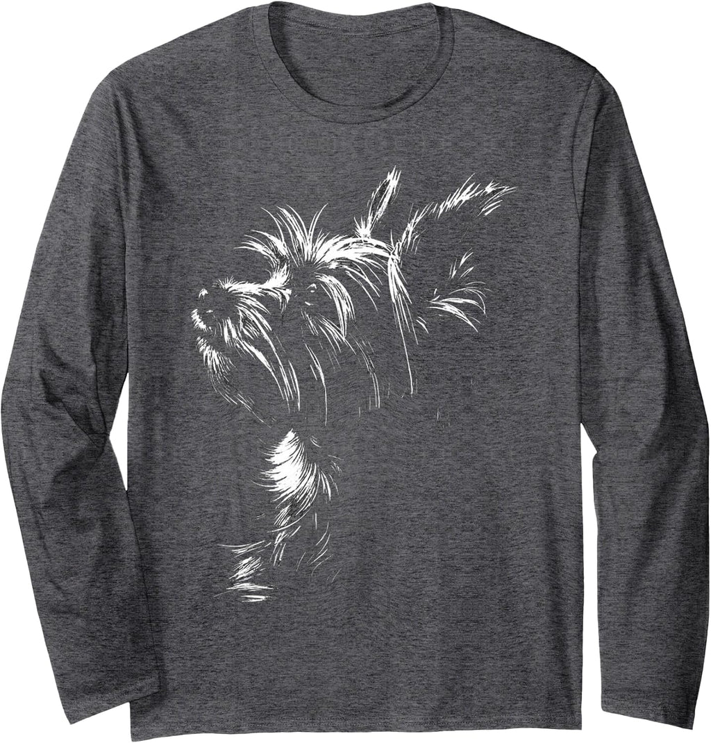 Cute Yorkie Dog Art Yorkshire Terrier Dog Lovers Yorkie Moms Long Sleeve T-Shirt