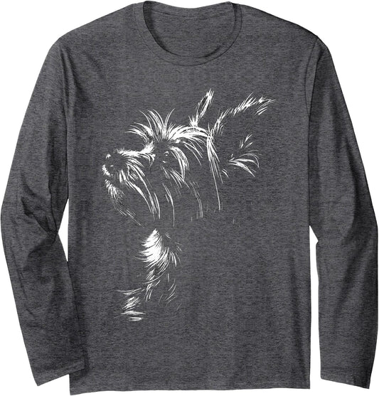 Cute Yorkie Dog Art Yorkshire Terrier Dog Lovers Yorkie Moms Long Sleeve T-Shirt