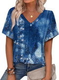 Womens Summer Tops 2026 V Neck Short Sleeve Shirts Trendy Dressy Casual Vacation Outfits Printed