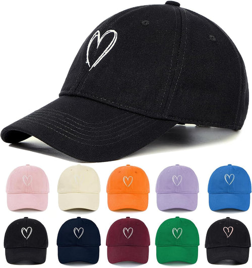 2026 Trendy Heart Baseball Caps for Women Men Girls Dad Adjustable Cute Cotton Trucker Hat for Casual Travel Sports