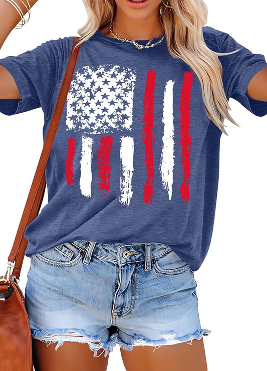 Patriotic Shirts for Women American Flag Shirt 4th of July Tshirt Graphic Tees Casual Short Sleeve Tee Top