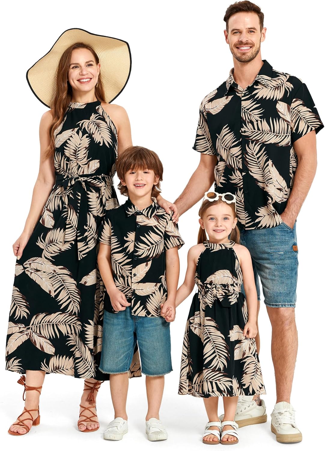 Family Hawaiian Matching Outfits Mommy and Me Outfits Caribbean Vacation Summer Tropical Halter Sundresses and Shirts