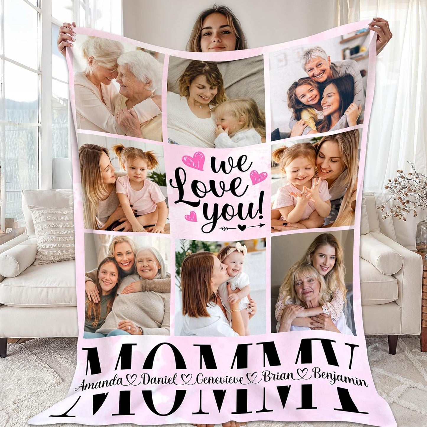 Mommy Custom Photo Blanket - Customized Photo Blanket - Personalized Blankets for Mom - Personalized Gift for Mom - Gifts for Mother's Day