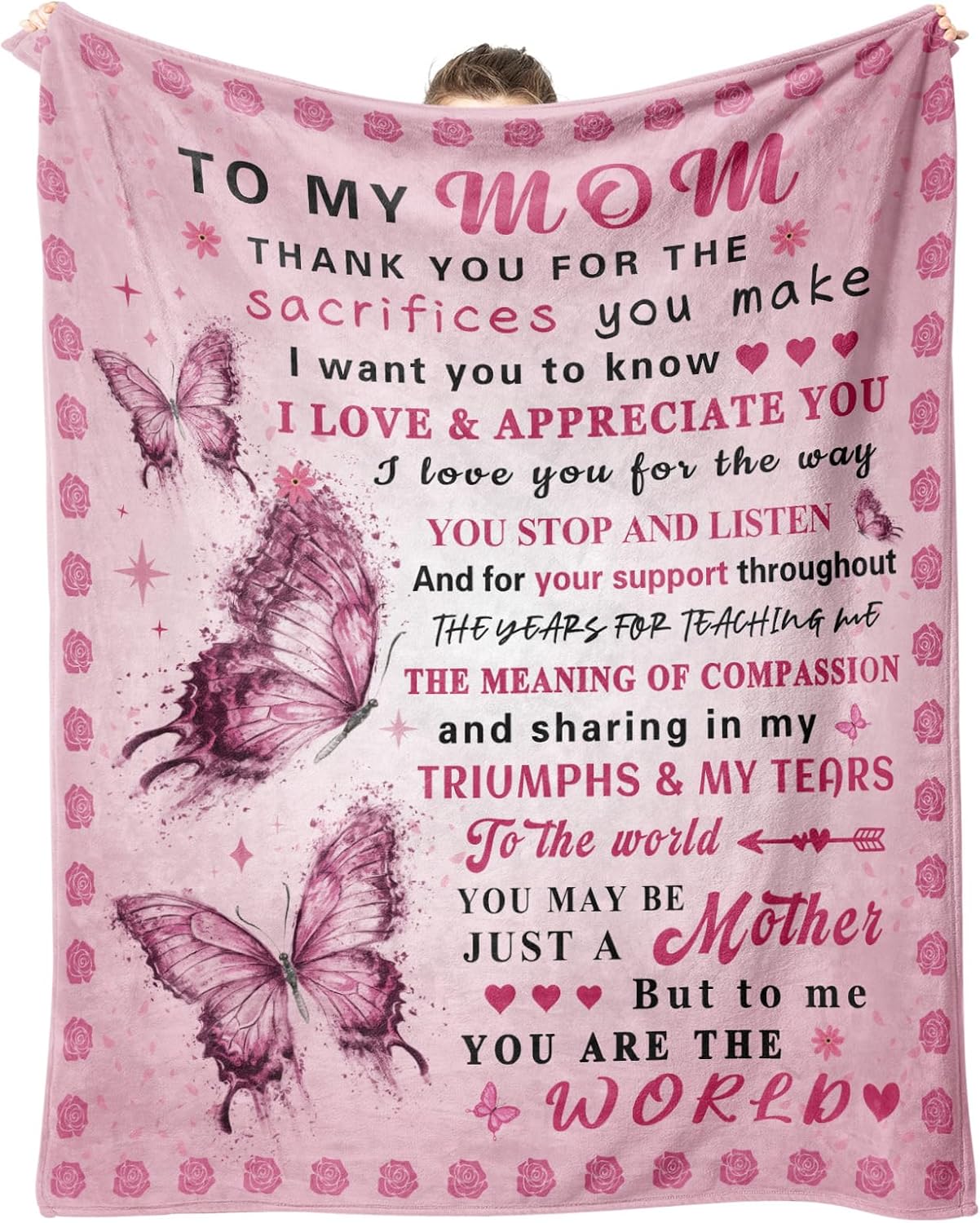 Gifts for Mom Mothers Day, Mom Birthday Gifts, Moms Gift from Daughter Son, to My Mom's Blanket, Soft Flannel Blanket for Mom 60" x 50"