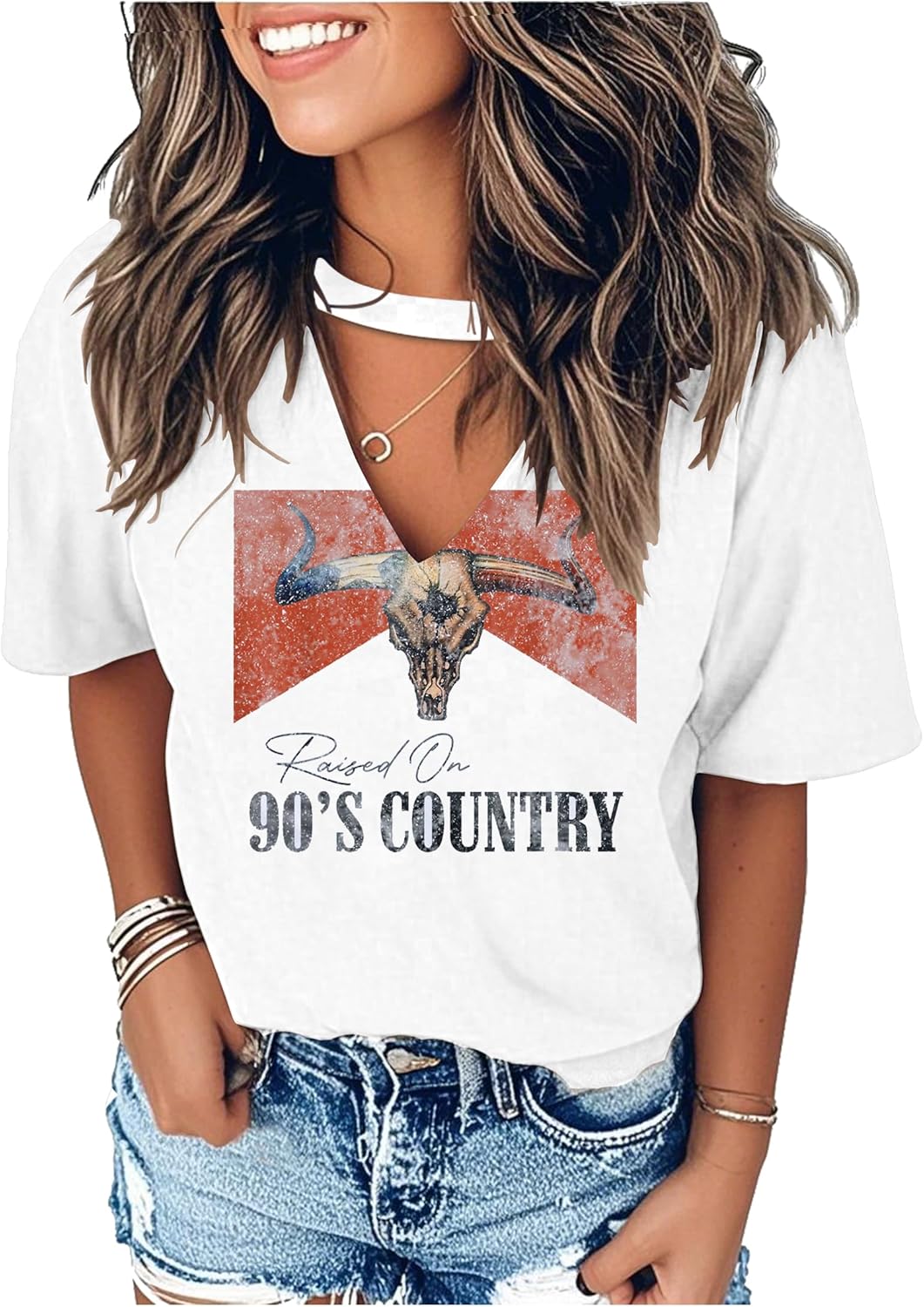 Graphic Tees for Women Western Outfits Cowgirl Shirts Rodeo Country Outfit Nashville Outfit Vitnage Tee Tops