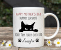 Personalized Funny Cat Mugs Happy Mother's Day Father's Day Human Servant Your Tiny Furry Overlord Mugs Funny Gift For Cat Lovers Mothers Day Fathers Day Gift For Mom Dad Custom Name Mug For Women Men