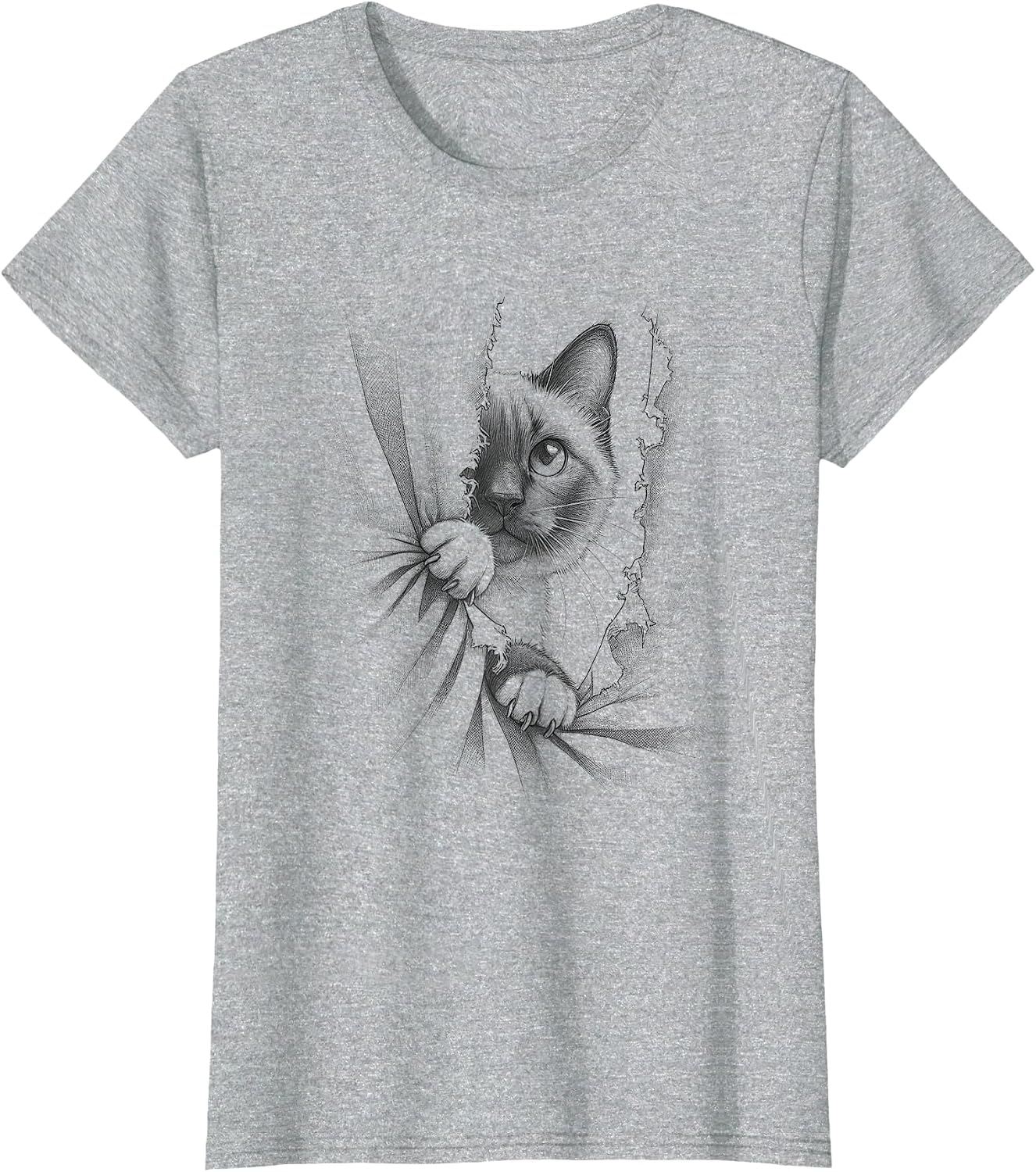 Cute Siamese Cat Peeking Design T-Shirt