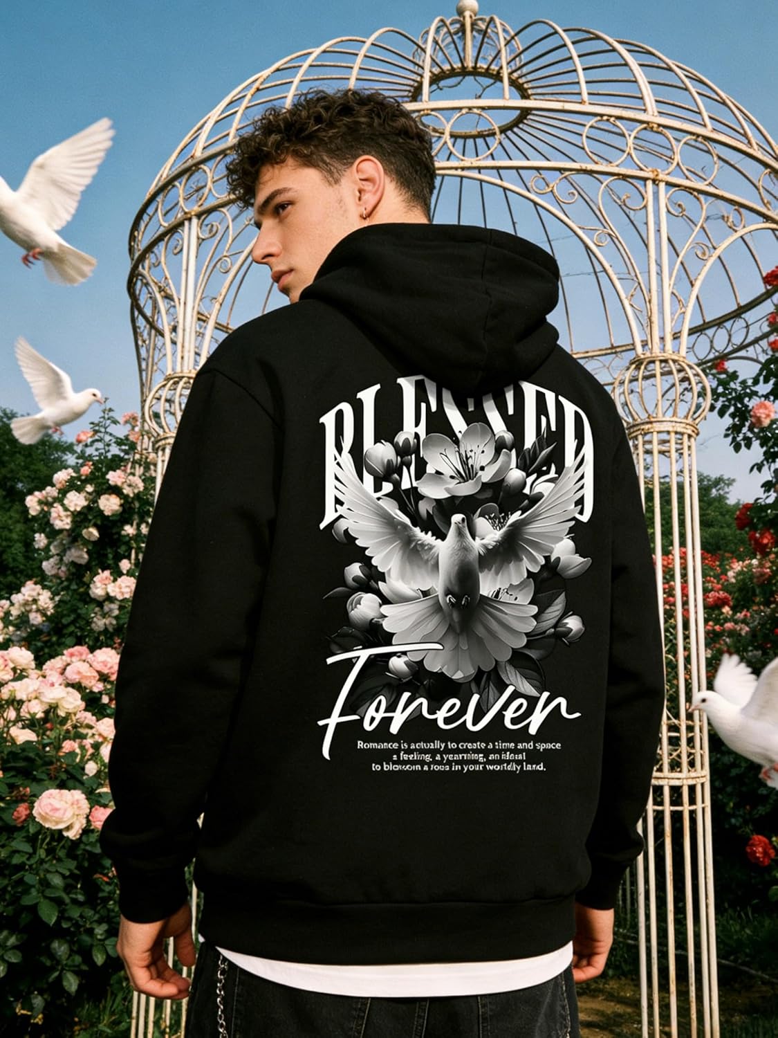 Men Hoodie, Pullover Sweatshirt with Pocket, Sizes XS-XXL