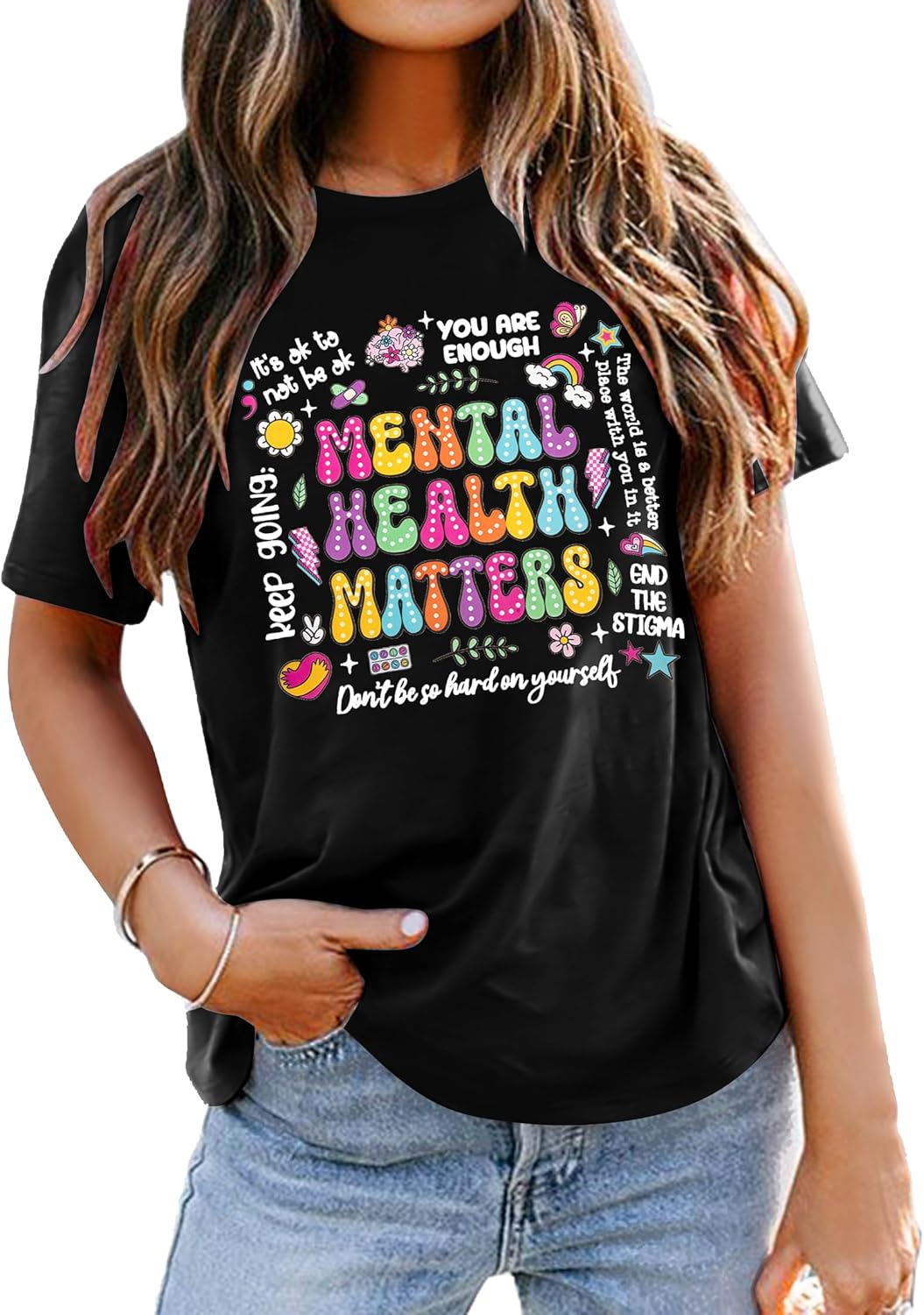 Mental Health Shirt Let Them Shirts - Womens Positive Graphic Tees Mental Health Matters Tshirt Motivational Gift