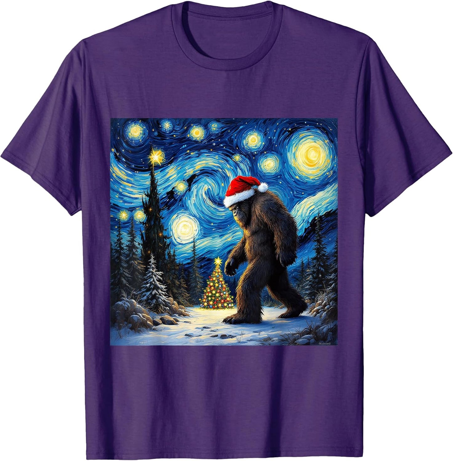 Sasquatch Christmas Van Gogh Starry Night Art