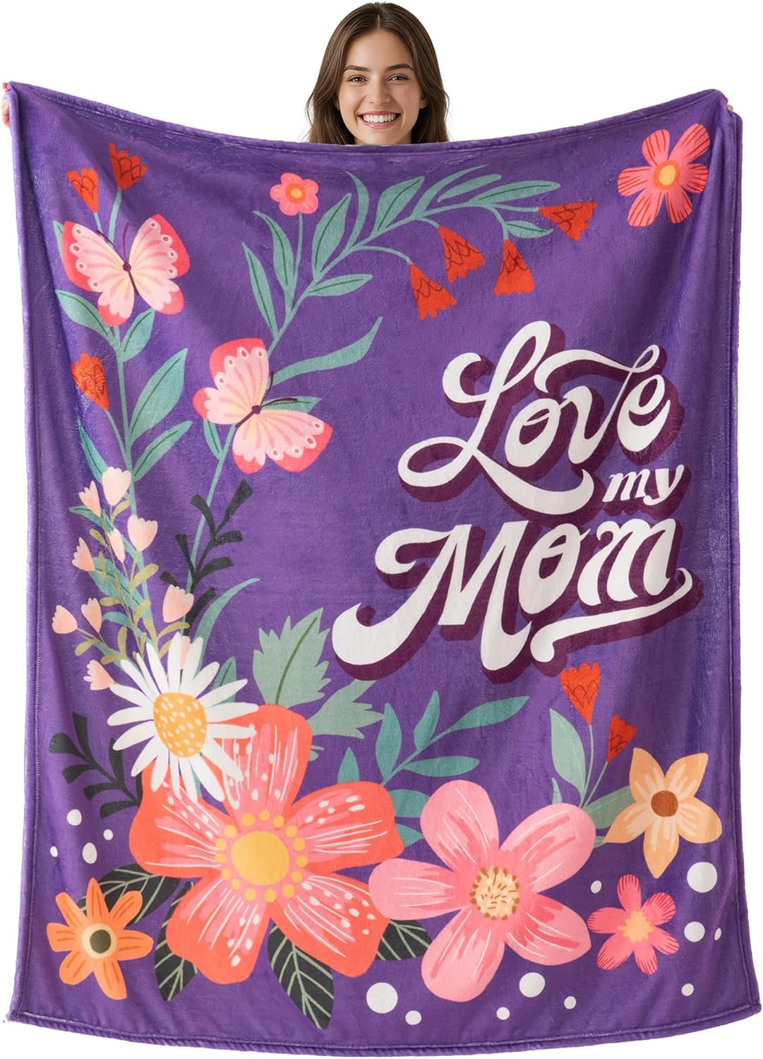 Battilo Mom Blanket Birthday Gifts from Daughter Son, Unique Gifts for mom Wife, Super Soft Flannel Mama Throw Blankets for Couch Bed (50 x 60 in)