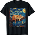 Charming Ginger Cat Van Gogh Starry Night Pet Lovers Art T-Shirt