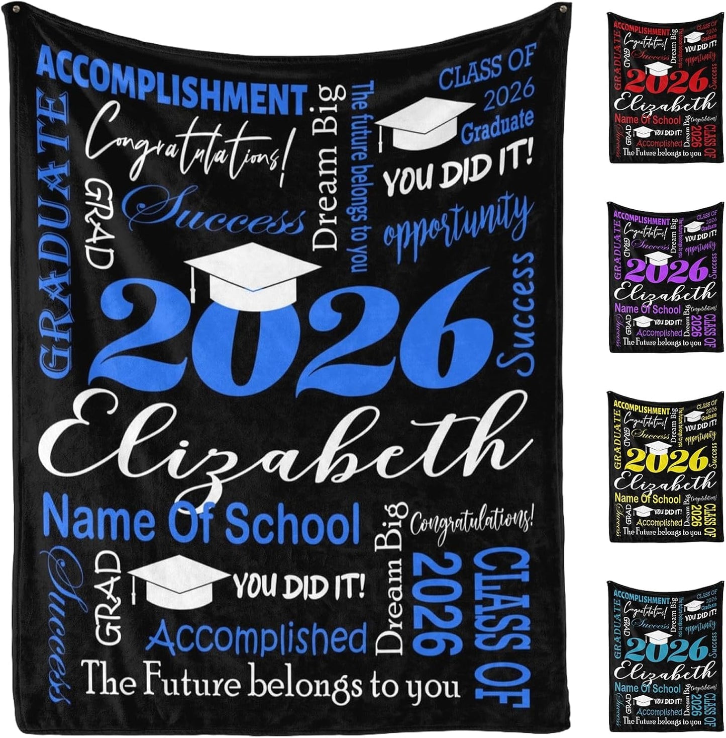 AISENIN Personalized Graduation Gifts Blanket with Name - Custom Class of 2026 Graduation Gifts Throw Blankets, Graduation Blanket 2026 Personalized
